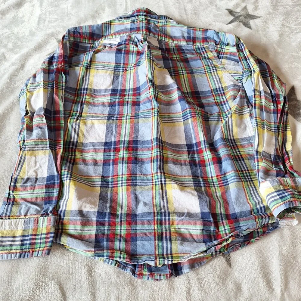 Ralph Lauren Shirt Easter‎ Youth Boys 7 Blue Yellow Red Plaid Button Down